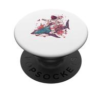 Astronaut Riding Shark Space Ocean Floral Art PopSockets Adhesive PopGrip