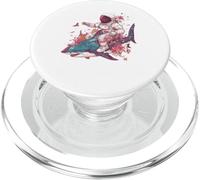 Astronaut Riding Shark Space Ocean Floral Art PopSockets PopGrip for MagSafe