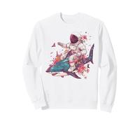Astronaut Riding Shark Space Ocean Floral Art Sweatshirt