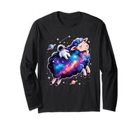 Astronaut Riding Sheep Space Stars Galaxy Planets Long Sleeve T-Shirt