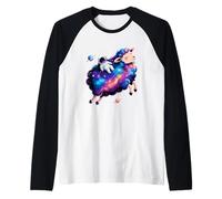 Astronaut Riding Sheep Space Stars Galaxy Planets Raglan Baseball Tee