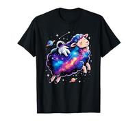 Astronaut Riding Sheep Space Stars Galaxy Planets T-Shirt
