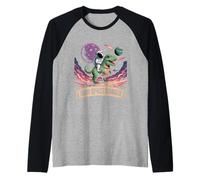 Astronaut Riding T-Rex Dino Space Ranger Asteroid Planet Raglan Baseball Tee