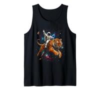 Astronaut Riding Tiger Across Cosmic Universe Space Scene Tank Top