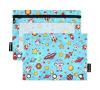Astronaut Rocket Stars Space Pencil Pouch 3-Ring Binder Clear Pencil Case