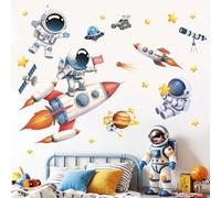 Astronaut Rocket Wall Stickers for Kids: Peel and Stick Outer Space Planets Wall Decals - Wall Art Decor Kids Supplies Ages 1-12 Year