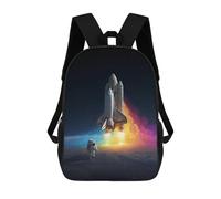 Astronaut Rocketship 17 Inch Laptop Backpack Travel Daypack | Large Capacity,Printed Casual Work Bag