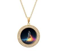 Astronaut Rocketship Diamond Necklace Cute Pendant Necklace | Jewelry Gifts