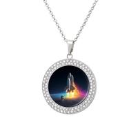 Astronaut Rocketship Diamond Necklace Cute Pendant Necklace | Jewelry Gifts