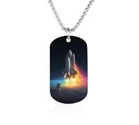 Astronaut Rocketship Photo Necklace Pendant Necklace Jewelry | Personalized Picture Necklaces,Memorial Gift for Men Women