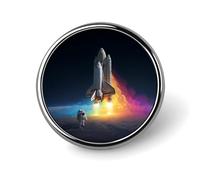 Astronaut Rocketship Round Badge Funny Button Pins Brooches | Lapel Pins for Backpack Hat Bags Jacket