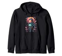 Astronaut Samurai Katana Cherry Japan Retro Sunset Art Zip Hoodie