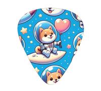 Astronaut-Shiba-In-Space 12 Pack Guitar Picks With 3 Thicknesses And Storage Box, Abs Plectrums For Electric Bass Guitar Players