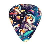 Astronaut-Shiba-Space 12 Pack Guitar Picks With 3 Thicknesses And Storage Box, Abs Plectrums For Electric Bass Guitar Players