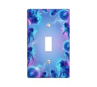 Astronaut Single Light Switch Cover Plate, Futuristic Cosmic Compass Galaxy N/a Blue Plastic Standard Size Switch Plate Decorative for New Apartment Home Bedroom Office Decor (Single)