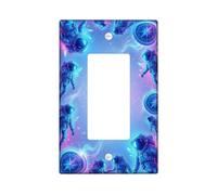 Astronaut Single Rocker Light Switch Cover, Futuristic Cosmic Compass Galaxy N/a Blue Plastic Standard Size Accents Wall Switch Plates for Home Living Room Bedroom Bathroom Decor