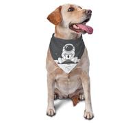 Astronaut Sits on Moon Print Dog Bandana 1 Pack Triangle Scarf Washable Birthday Adjustable Bib Handkerchief for Neutral Large Dogs