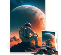 Astronaut Sitting on Mars Jigsaw Puzzle 1000 Piece for Teenagers Think Training Time Well Spent Defined Edges Festive Present (50x75cm)