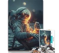 Astronaut Sitting on The Moon 1000 Piece Jigsaw Puzzles for Teenagers Gifts,Educational Games Home Decoration Deal As Gifts for The Whole Family (38x26cm)