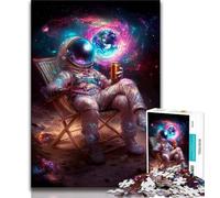 Astronaut Sitting on The Moon Jigsaw Puzzles for Adults 1000,Staycation Kill Time Every Piece Is Unique - Challenging Family Fun Game (75x50cm)