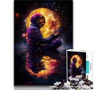 Astronaut Sitting on The Moon Jigsaw Puzzles for Adults Teenagers Jigsaws Puzzle,Toys Educational Games Stress Relieving Suitable for Desktop Decoration 38x26cm