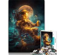 Astronaut Sitting on The Moon Puzzles 1000 Pieces for Teenagers,Help The Brain Exercise Addictive Toys to Cultivate Patience Parent-child Interaction (75x50cm)