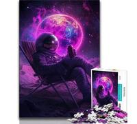 Astronaut Sitting on The Moon Puzzles for Adults And Teenagers,Challenging To Complete But Fun And Humorous Educational Game for Birthday (38x26cm)