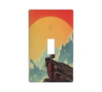 Astronaut Sitting On The Mountain Vintage Light Switch Cover Decorative Single Toggle 1 Gang Wall Plate for Kitchen Farmhouse Bedroom Bathroom Art Decor