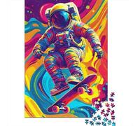 Astronaut Skateboarding 1000pc DIY Jigsaw Puzzle for Adults & Teens Sturdy Premium Paper Home Decoration Wall Display Easter Present Decorative Jigsaw Puzzle 52x38cm/1000pcs