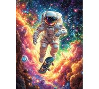 Astronaut Skateboarding in A Cosmic Galaxy 1000 Pieces Set Classic Jigsaw Puzzle Fairy Tale Scenery Cartoon Couple Puzzle Partners Mind Relaxation Wall Decor Easter New Year Creativity & Gift Giving