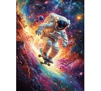 Astronaut Skateboarding in Space 300 Pieces Premium Jigsaw Puzzle Mitos Cuento De Hadas Adult Jigsaws Educational Challenge Mental Exercise Wall Art Winter Rigid Cardboard 300 PCS