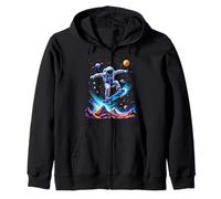 Astronaut Skateboarding Space Zip Hoodie