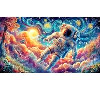 Astronaut skateboarding through rainbow space 1000 Pc Adult Jigsaw Puzzle - Fun Challenging Educational Game Decompression 75x50/1000pcs