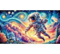Astronaut skateboarding through rainbow space 1000 Piece Puzzle - Recycled Paper Jigsaw for Adults Kids Educational Challenge 75x50/1000pcs