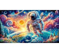 Astronaut skateboarding through rainbow space Adult Jigsaws 1000 Pieces - Fun Challenging Game Recycled Paper Great Gift Idea for Home 38x26/1000pcs