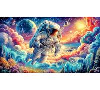 Astronaut skateboarding through rainbow space Recycled Paper 1000Pc Puzzle for Adults - Fun Present & Family Activity Wall Decoration Gift 75x50/1000pcs