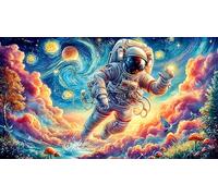 Astronaut-skateboarding-through-rainbow-space Recycled Paper Jigsaw Puzzles 1000Pc Educational Games Fun and Challenging Family Game Great Gift Idea for Decompression 38x26/1000pcs