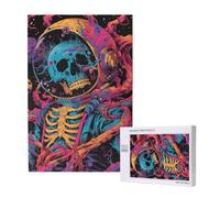 Astronaut Skeleton Death Octopus Space Colorful Personalised 1000 Piece Wooden Jigsaw Puzzle For Adults, Custom Portrait Picture