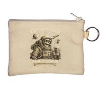 Astronaut Skeleton Floating in Space Key Chain Coin Purse Beige