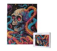 Astronaut Skeleton Octopus Outer Space Colorful Personalised 500 Piece Wooden Jigsaw Puzzle For Adults, Custom Portrait Picture