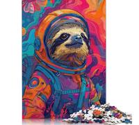 Astronaut Sloth Space Puzzle Unique Home Decor 100 Percent Recycled Cardboard Jigsaw Puzzle for Adult Children's Day Gifts 500pcs (52x38cm)
