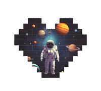 Astronaut Solar System Planets Building Brick Block Puzzle Heart Shaped, Personalized Picture Puzzles Photo Jigsaw Puzzles for Adults 3D Micro Building Blocks for Home Decor Bricks Set