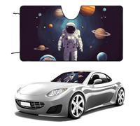 Astronaut Solar System Planets Car Windshield Sun Shade Keep Car Interior Cool 51"x28" Folding Front Window Sun Shade, Heat Shield for SUV, Truck, Blocks UV