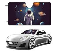 Astronaut Solar System Planets Car Windshield Sun Shade Keep Car Interior Cool 55"x30" Folding Front Window Sun Shade, Heat Shield for SUV, Truck, Blocks UV