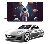 Astronaut Solar System Planets Car Windshield Sun Shade Keep Car Interior Cool 55"x30" Folding Front Window Sun Shade, Heat Shield for SUV, Truck, Blocks UV