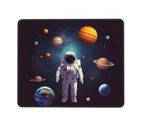 Astronaut Solar System Planets Mouse Pad with Stitched Edge, Personalized Computer Mouse Mat with Non-Slip Rubber Base, Waterproof Gaming Mousepad for Laptop, Office Home 8.3 x 10.3 in