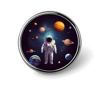 Astronaut Solar System Planets Round Badge Cute Enamel Lapel Pin Brooches Button Pin Personalized Clothing Decoration Unisex Badge Holder Hats Bags Shirts Decor