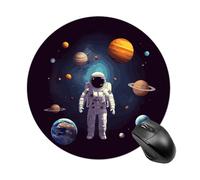 Astronaut Solar System Planets Round Mouse Pad Smooth Glide Gaming Mousepad Extra Density Portable Comfortable Mouse Mat for Desk, Home, Office 7.8x7.8 Inches