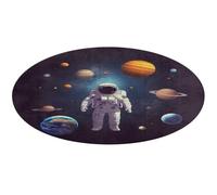 Astronaut Solar System Planets Round Rug Soft Absorbent Bath Mat Entryway Anti Slip Rugs Farmhouse Front Back Door Mat 90 * 90cm for Bedroom Living Room Home Decorative