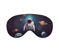 Astronaut Solar System Planets Sleeping Mask, Light Blocking Eye Mask, Comfortable and Soft, Eye Cover with Elastic Band, Suitable for Men and Women, Suitable for Travel/Sleeping